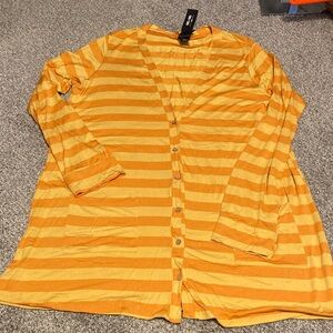 Agnes & Dora Orange Striped button front cardigan